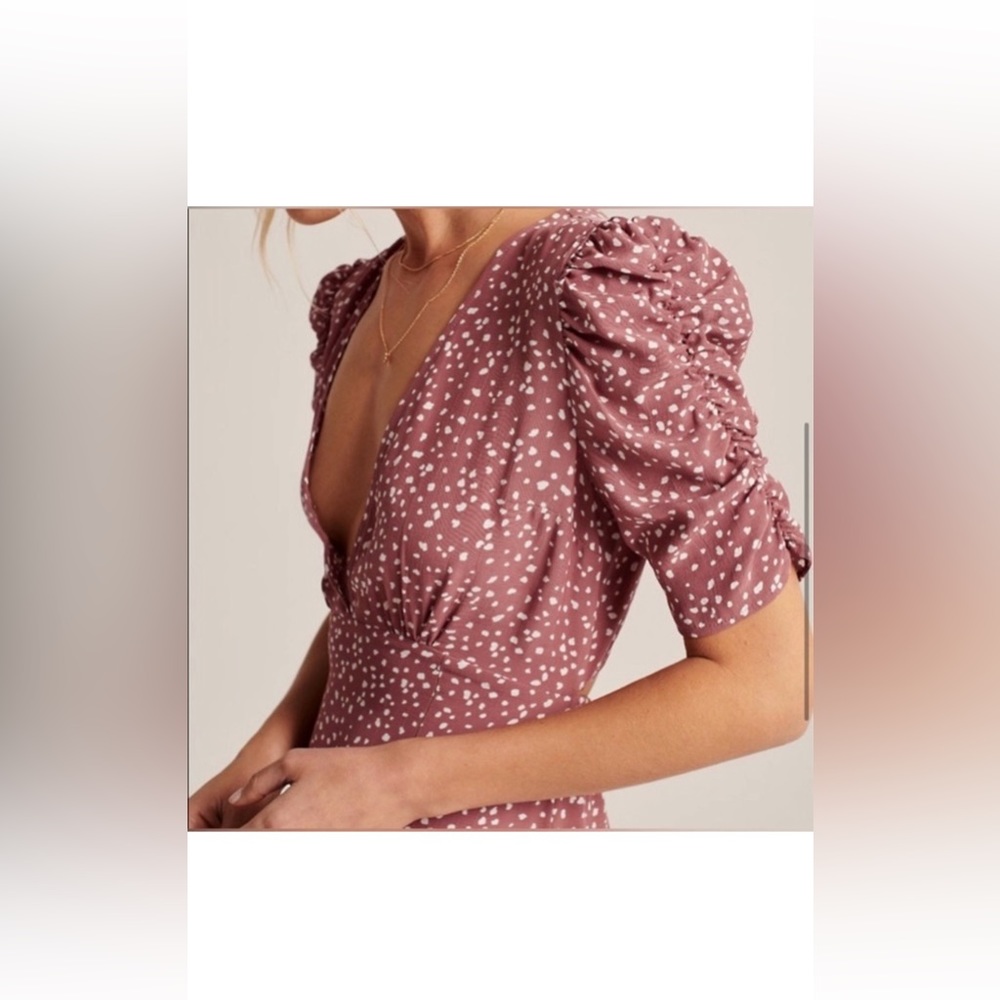 Abercrombie & Fitch Mauve Polka Dot Midi Dress